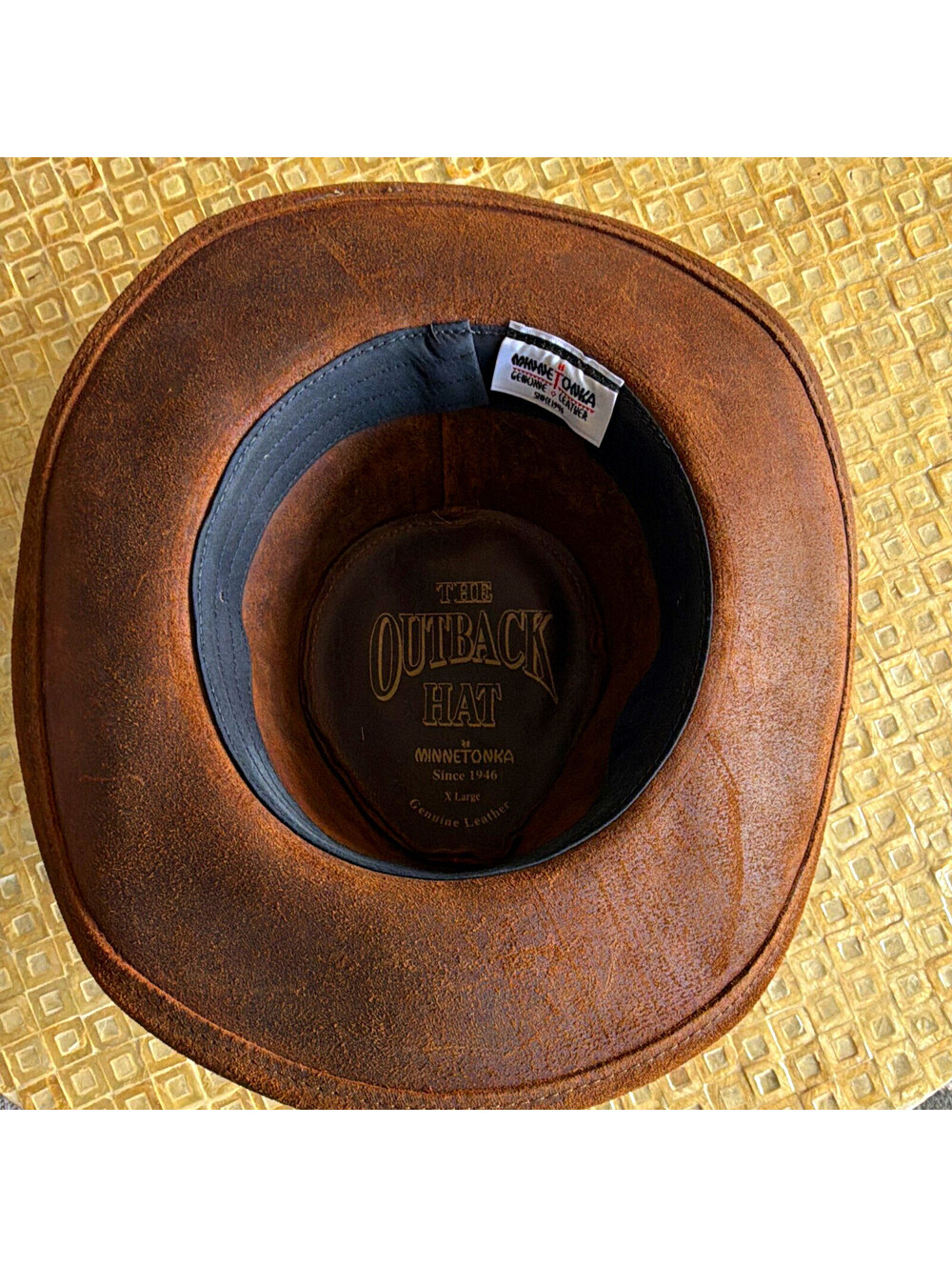 Minnetonka The Outback Hat Genuine Leather Brown Western Hat XL
